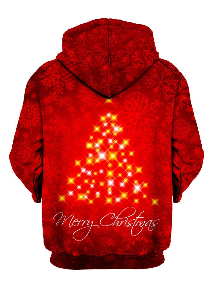 Red Sparkly Christmas Tree Pullover Hoodie Back View