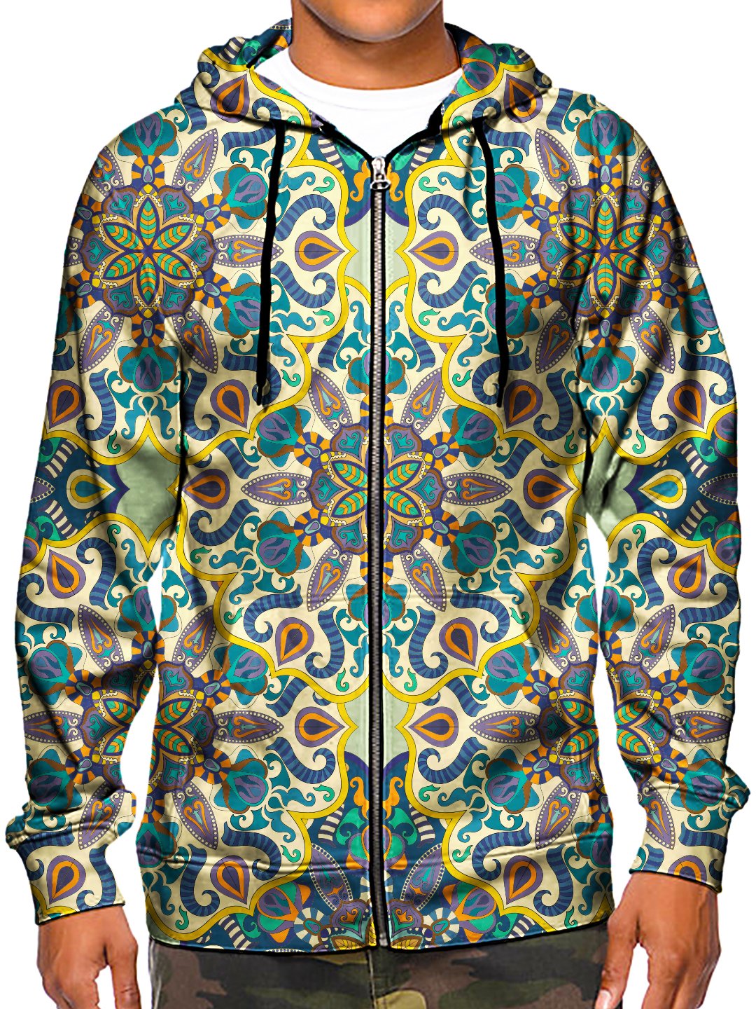 Retro Pastel Mandala Zip Up Hoodie GratefullyDyed Apparel