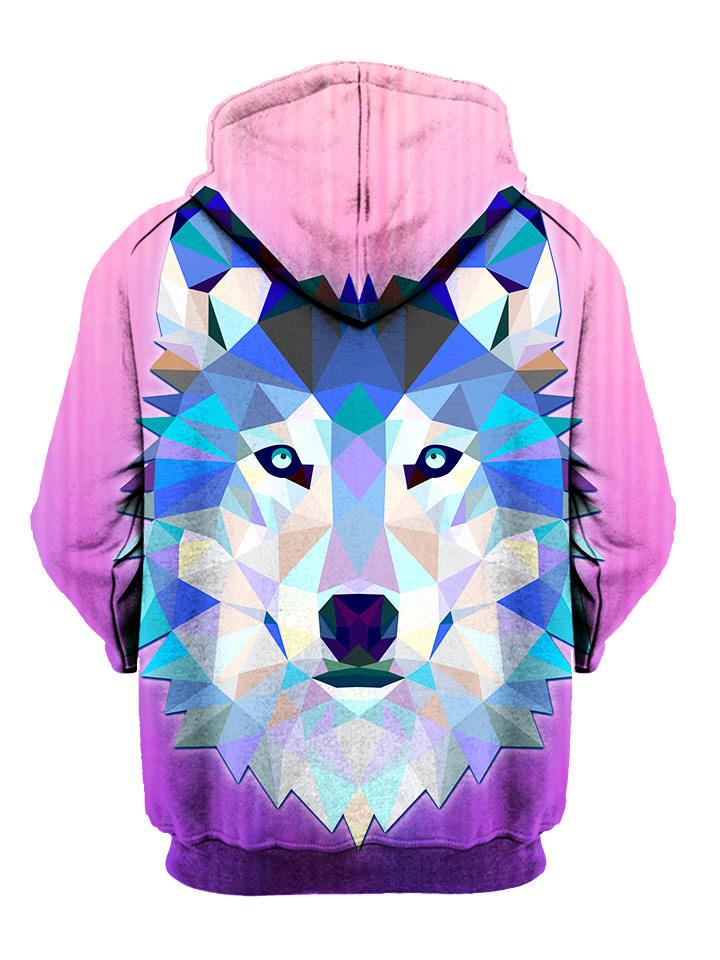 Trippy wolf print cheap pullover hoodie