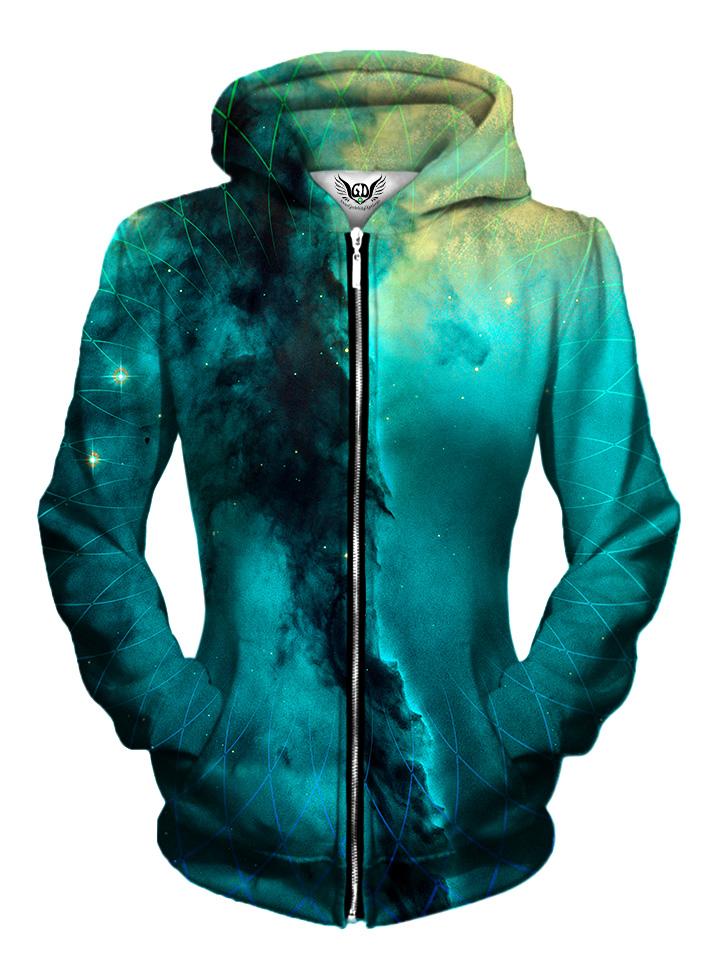 Sacred Geometry Galaxy Zip-Up Hoodie | GratefullyDyed Apparel